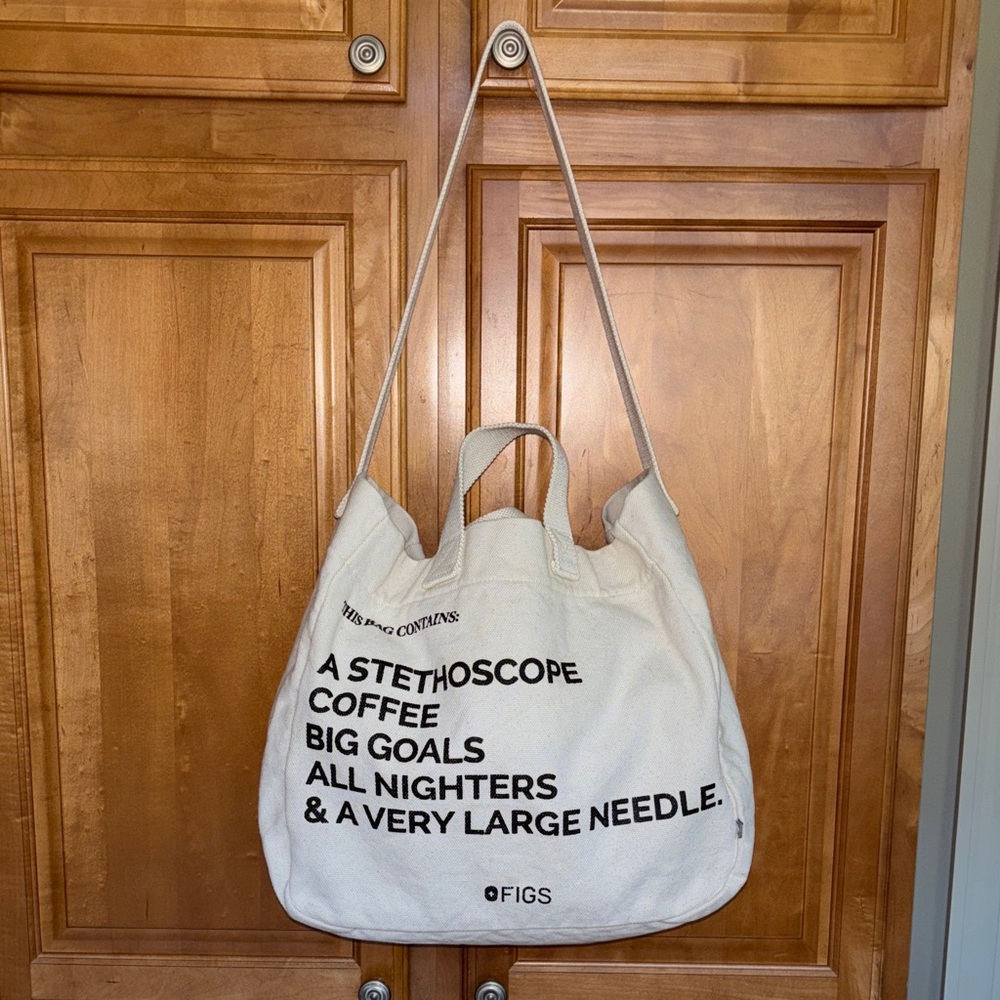 Figs Cream Canvas Tote with Black Text - Picture 8 of 10